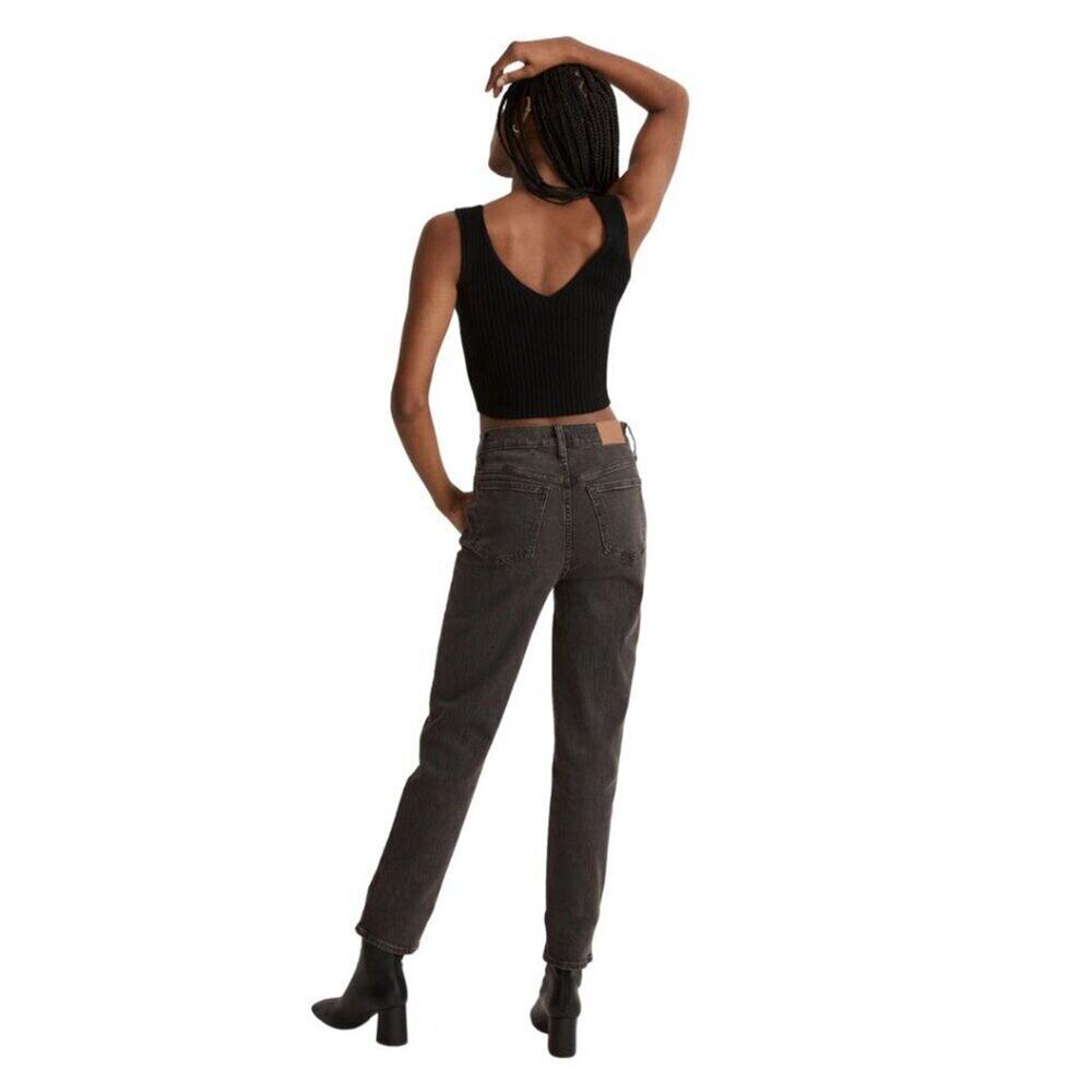 Madewell The Perfect Vintage Jean Lunar Wash Black 26 High Rise Tapered Leg Mom